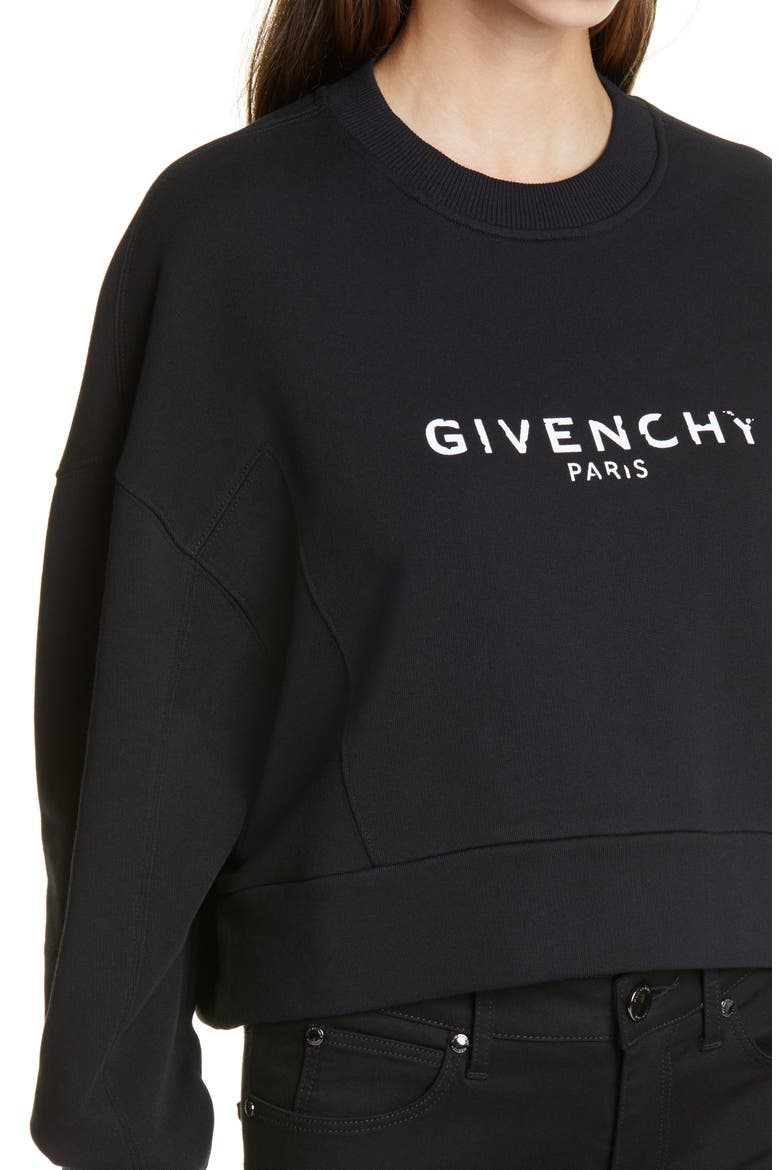 Logo Graphic Crop Cotton Sweatshirt, Alternate, color, BLACK