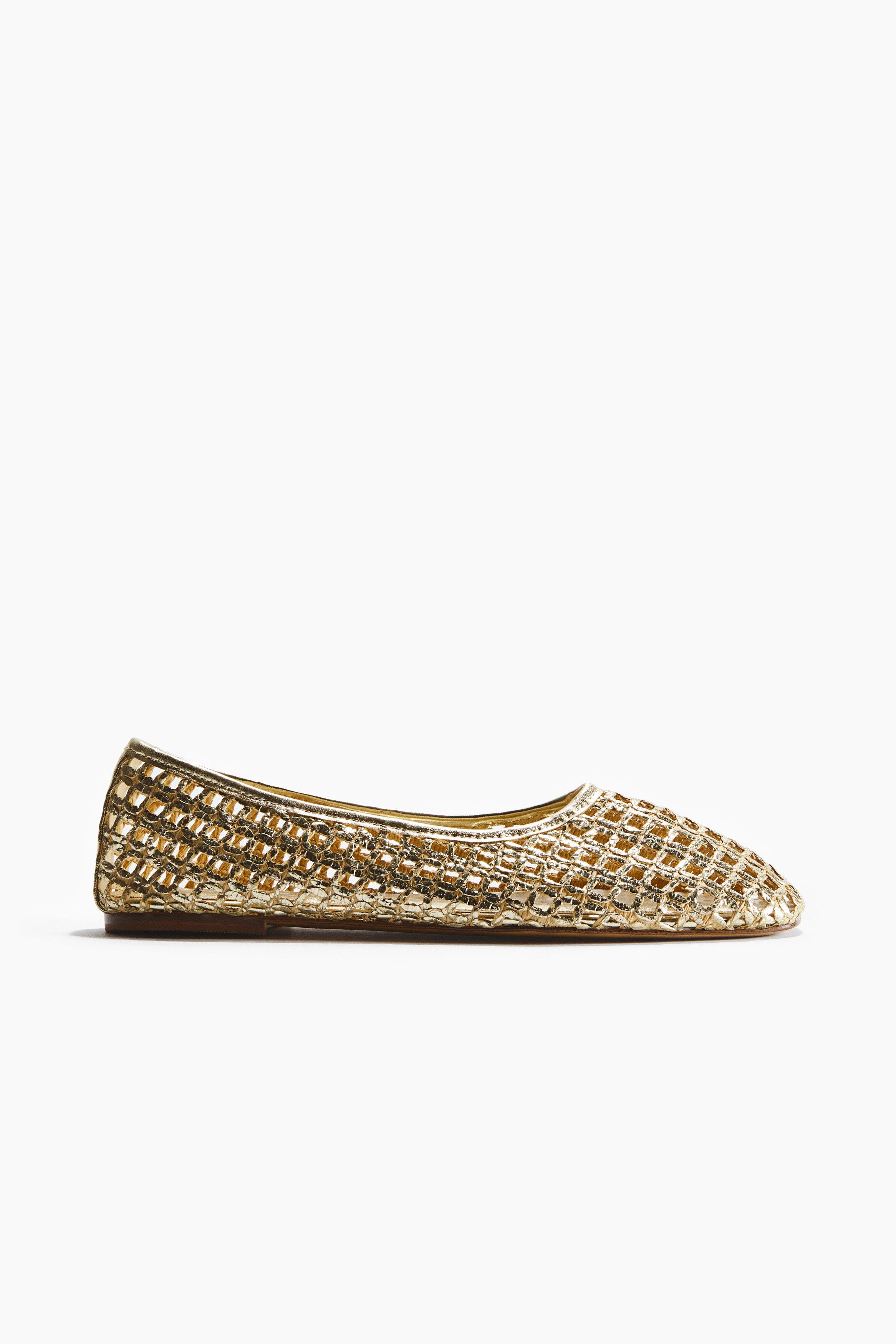 H&M Straw Ballet Flats, Alternate, color, Gold-Colored