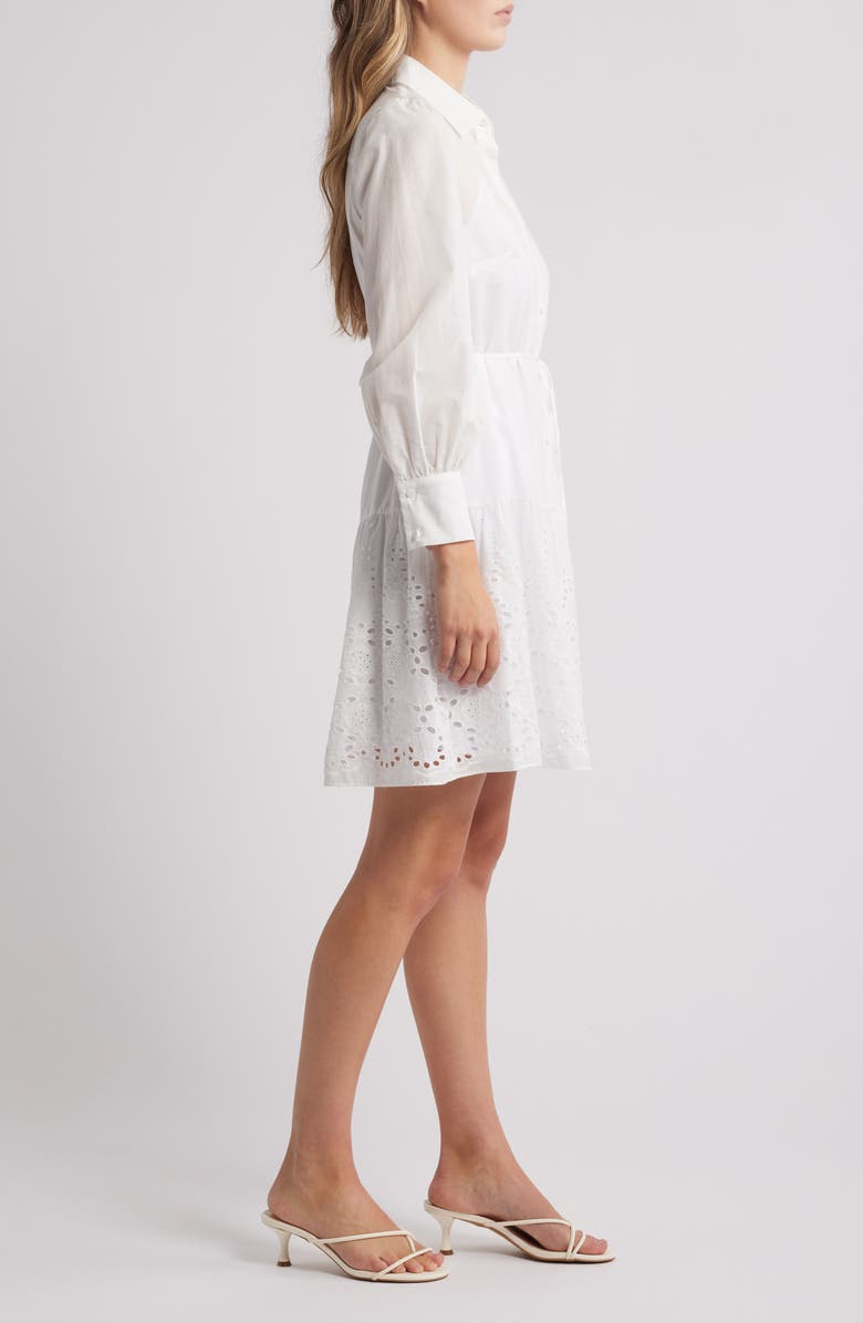 Julia Jordan Long Sleeve Cotton Eyelet Shirtdress, Alternate, color, 