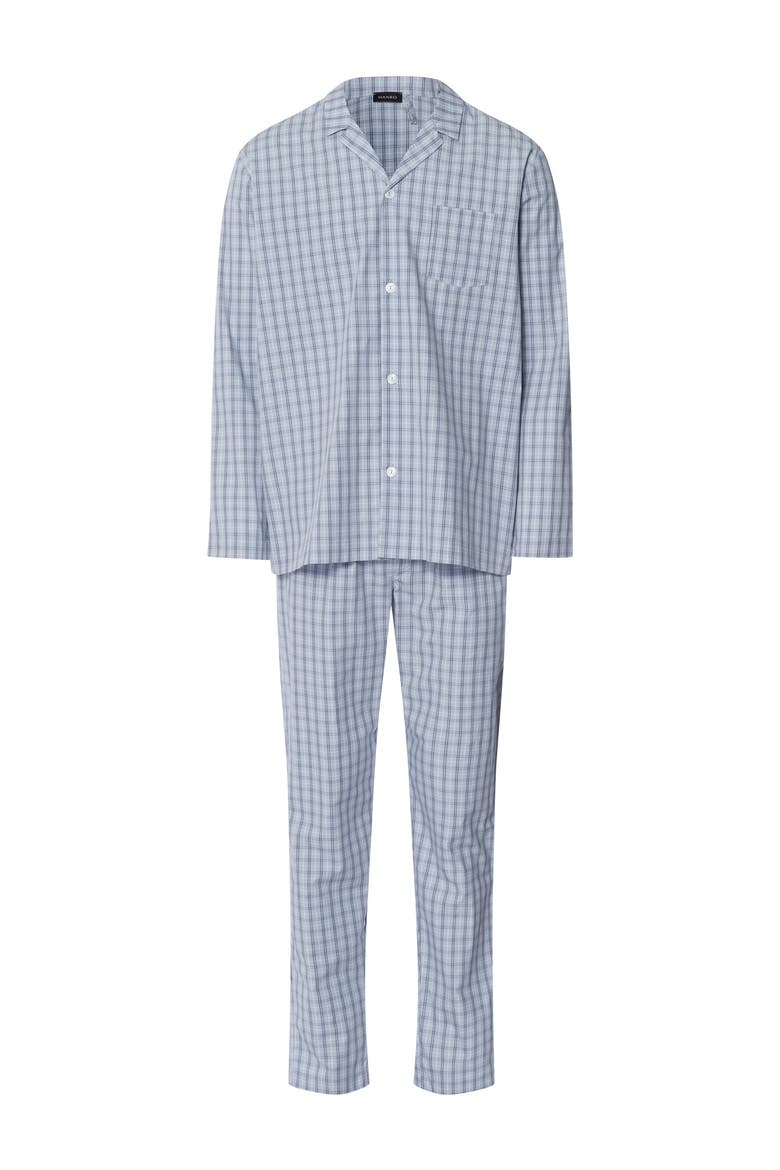 Night And Day Notch Collar Cotton Pajama Set, Main, color, Sea Breeze Check