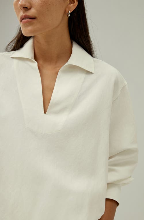 Lilysilk Oversized Silk-linen Blend Shirt In Natural White