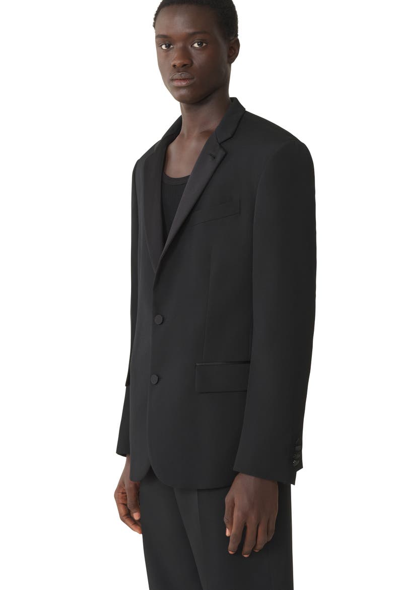 Black Wool Jacket With Stand-Up Collar, Alternate, color, Black