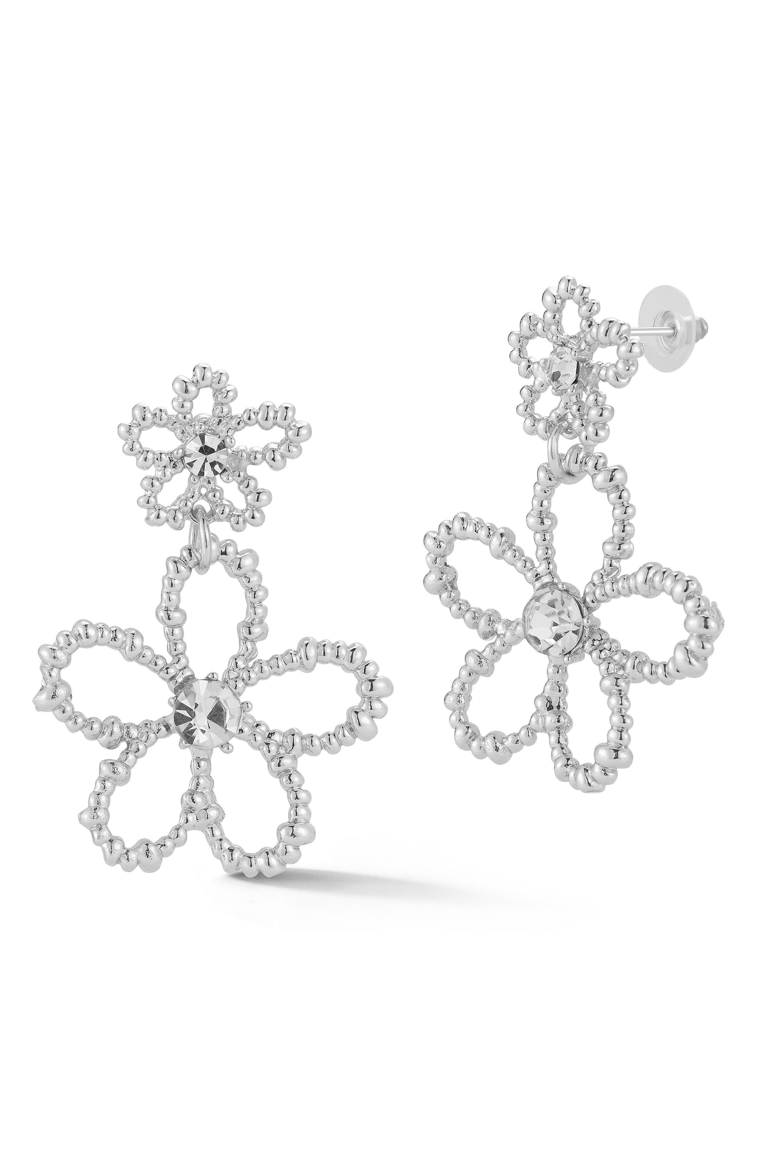 GLAZE JEWELRY Cubic Zirconia Floral Drop Earrings