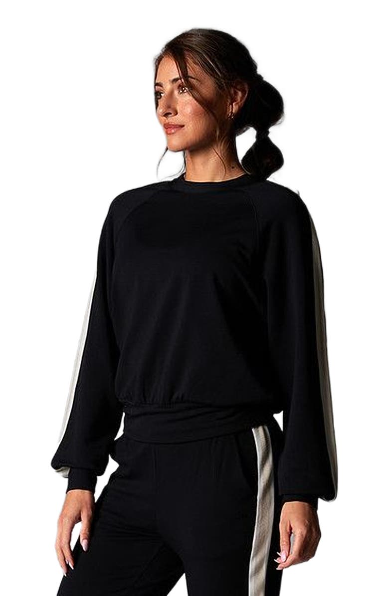 Tavi Ease Crew Stripe Sweatshirt, Alternate, color, Ebony Coconut