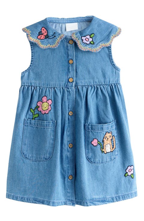 CHARACTER COLLAR DENIM DRESS