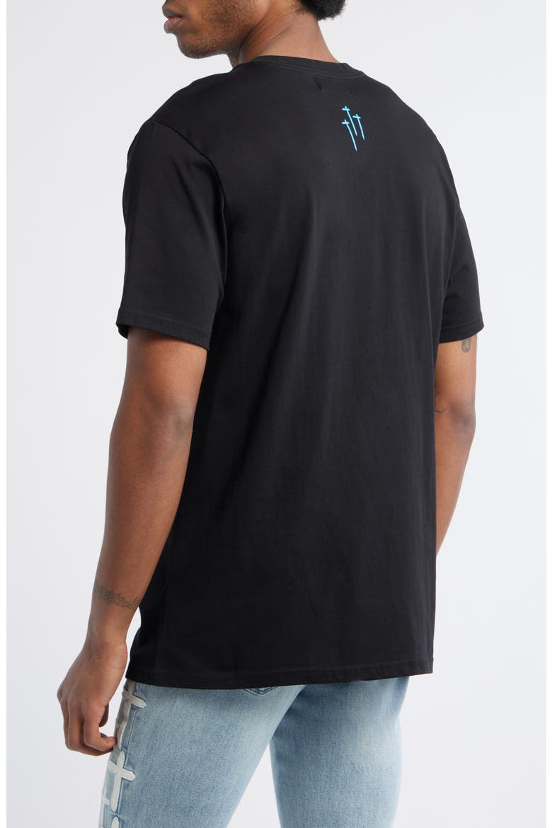 Liam Regular Fit Cotton Logo Graphic T-Shirt, Alternate, color, BLACK BLUE