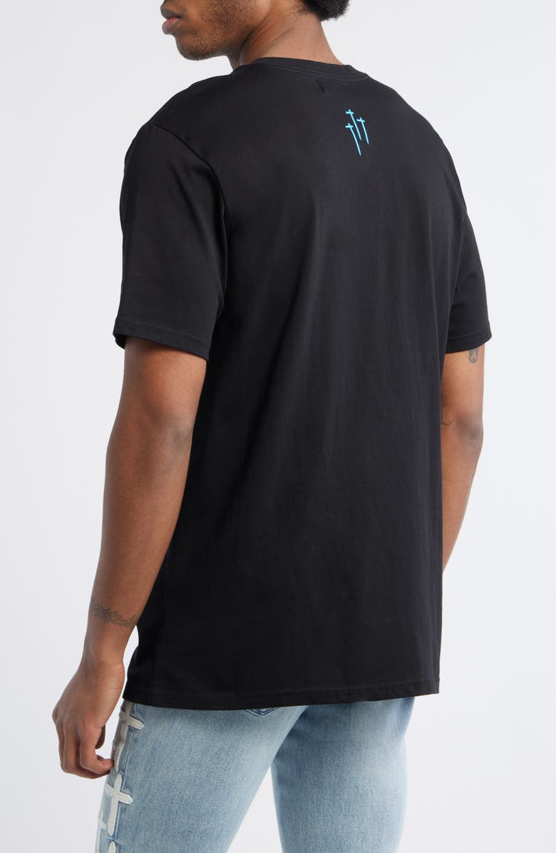 RtA Liam Regular Fit Cottoin Logo Graphic T-Shirt, Alternate, color, Black Blue