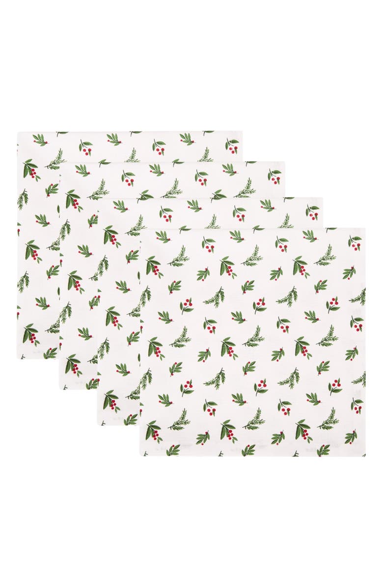 Design Imports Holiday Berry 4-Piece Napkin Set, Main, color, Holiday Berry Sprig