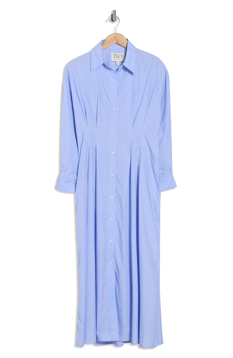 TWP Long Sleeve Cotton Shirtdress, Main, color, Oxford Blue