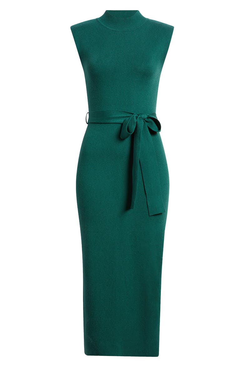Mock Neck Sleeveless Midi Sweater Dress, Alternate, color, HUNTER GREEN