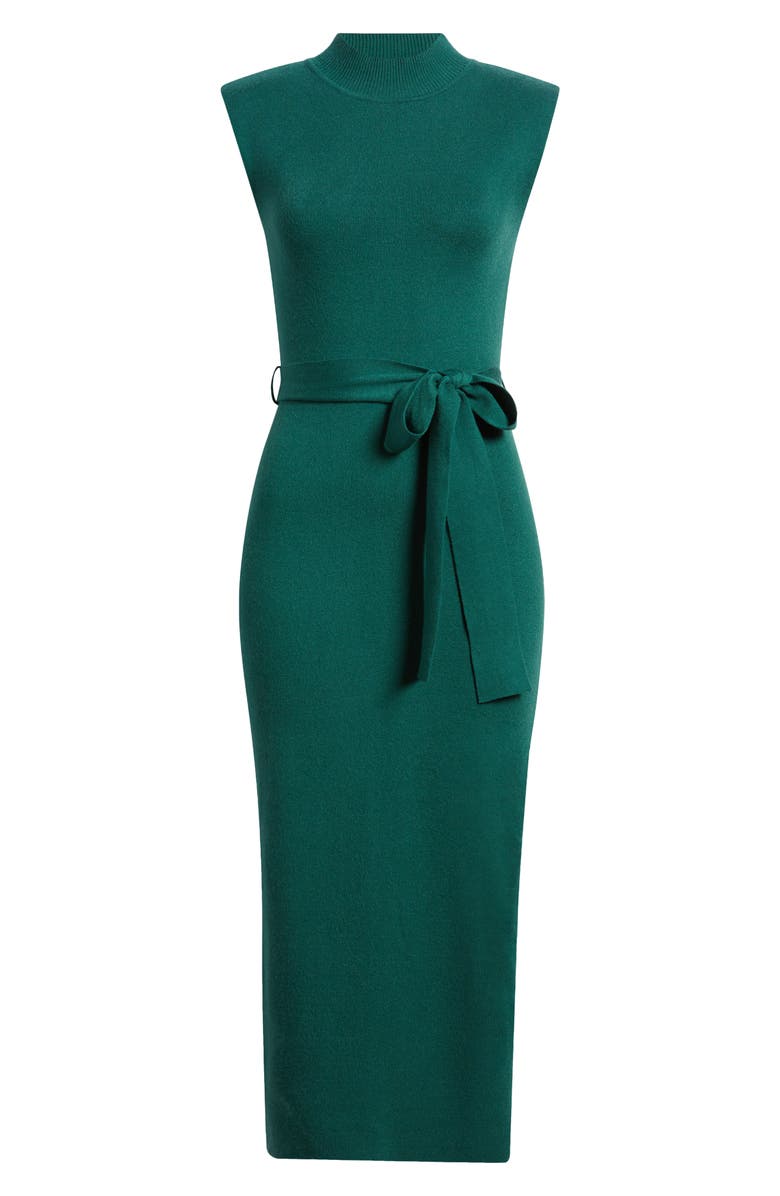 ZOE AND CLAIRE Mock Neck Sleeveless Midi Sweater Dress, Alternate, color, Hunter Green