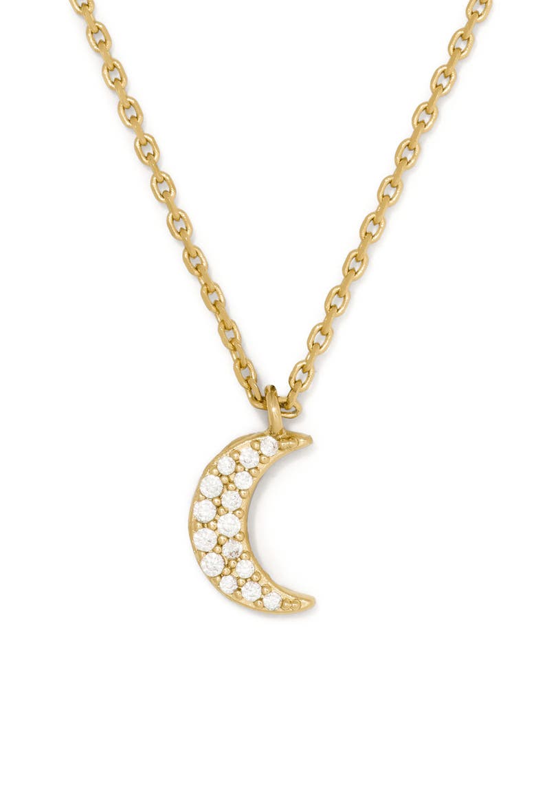 pavé moon pendant necklace, Main, color, CLEAR/ GOLD
