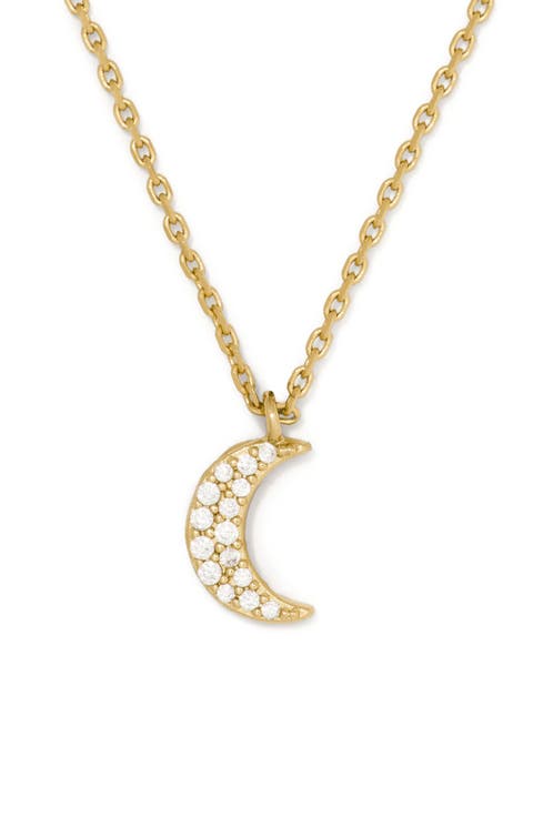 pavé moon pendant necklace