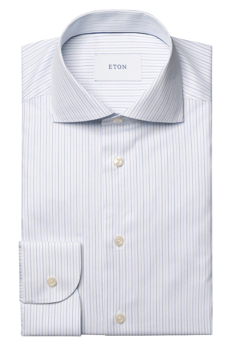 Slim Fit Striped Cotton Dress Shirt, Main, color, LIGHT BLUE