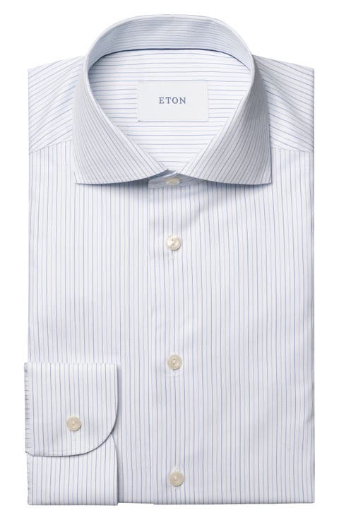 Slim Fit Striped Cotton Dress Shirt