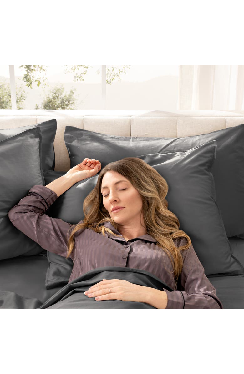 Bare Home 400 Thread Count Organic Cotton Sateen Pillowcase Set, Alternate, color, Grey