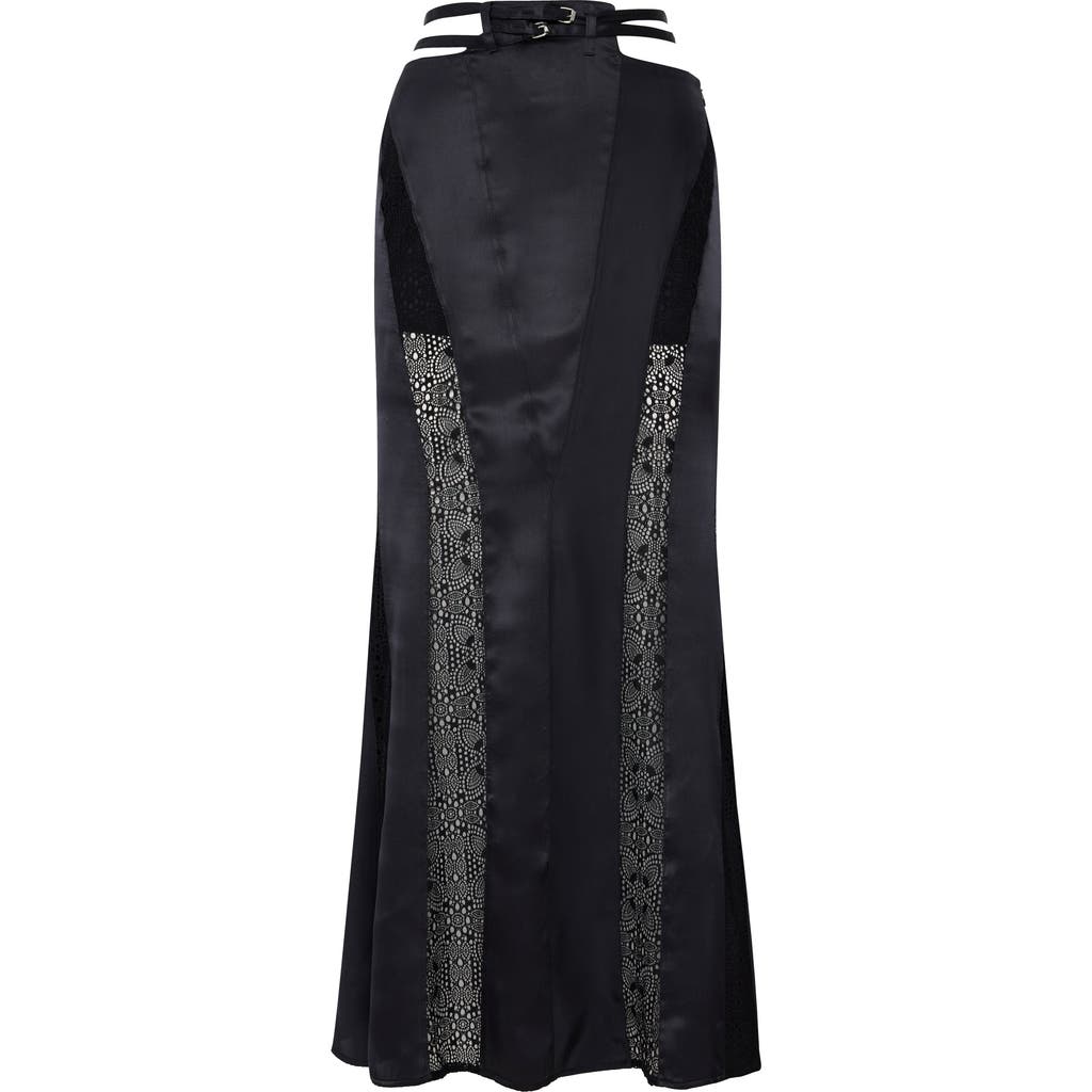 Pcfg Pure Silk Long Skirt In Black