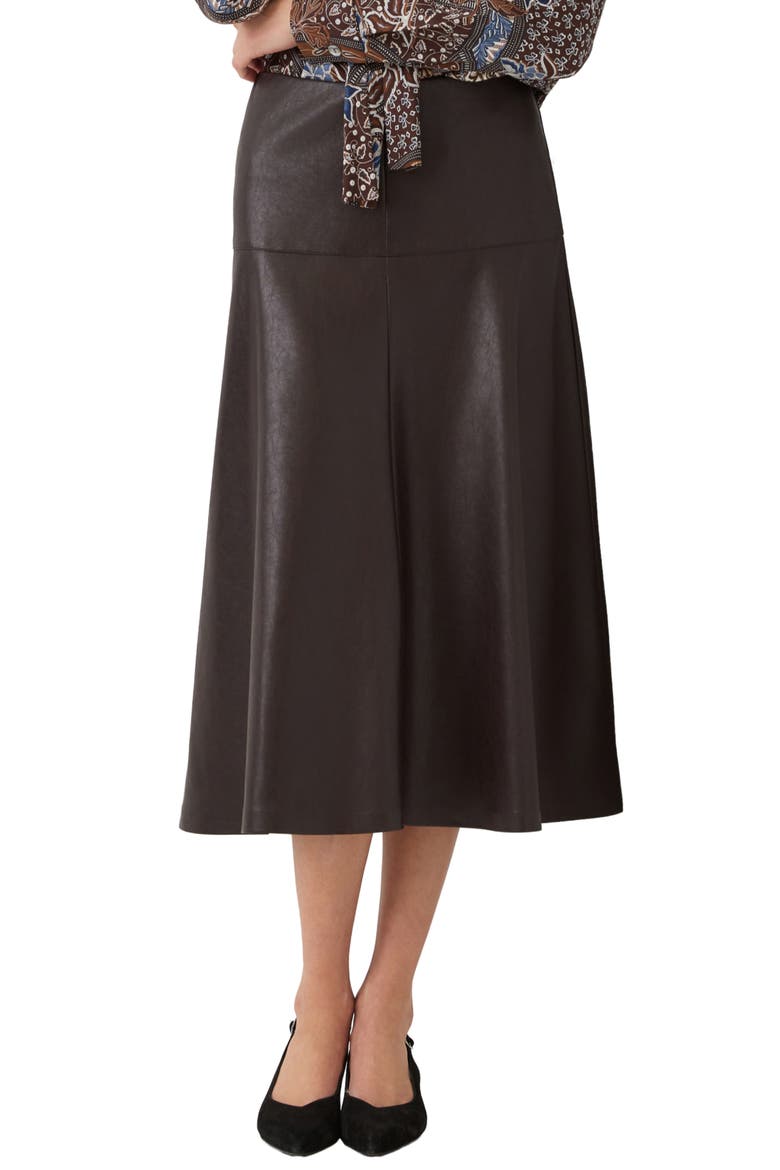 Faux Leather Midi Skirt, Alternate, color, CHOCOLATE