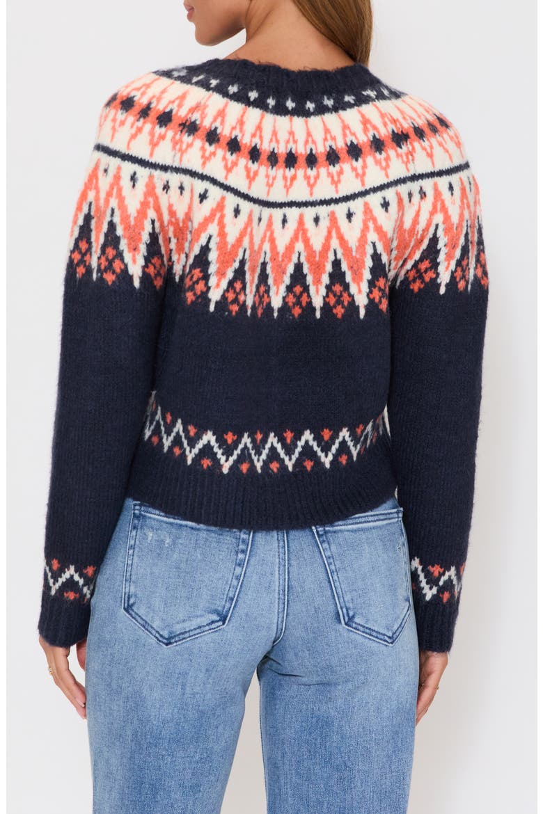 Aurora Fair Isle Cardigan, Alternate, color, NAVY/ ORANGE