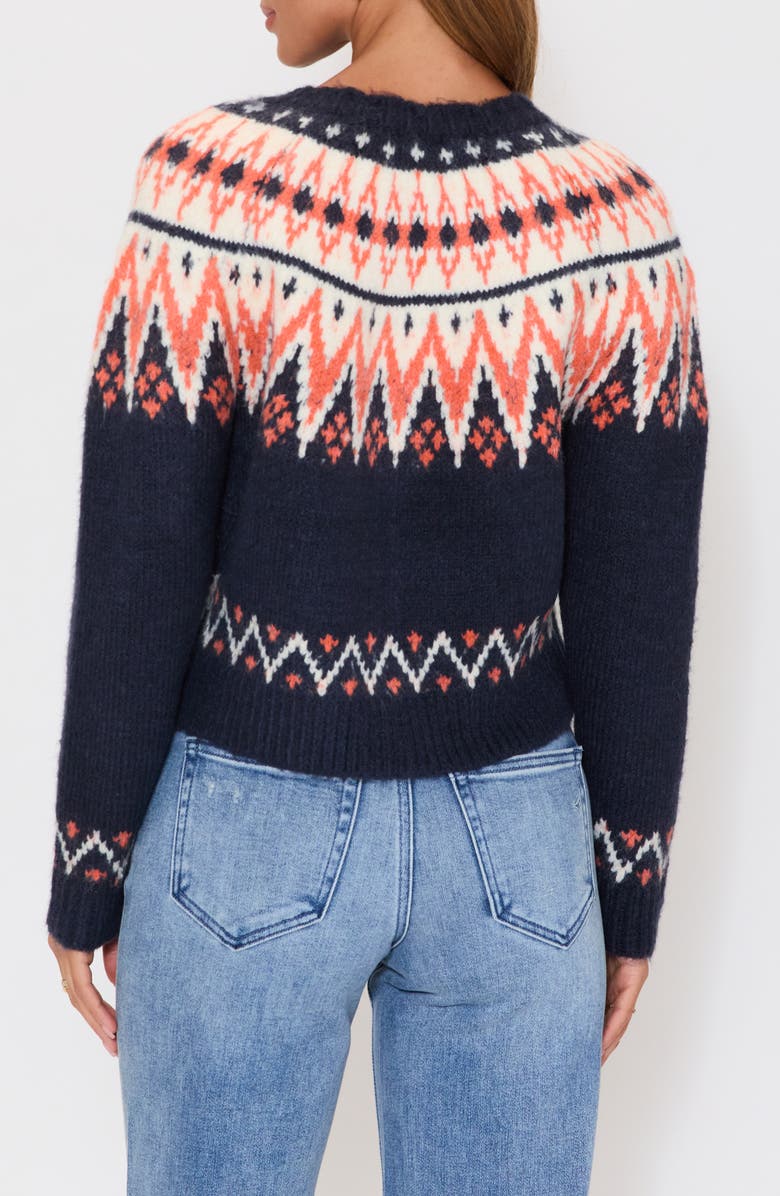 VICI Collection Aurora Fair Isle Cardigan, Alternate, color, Navy/ Orange