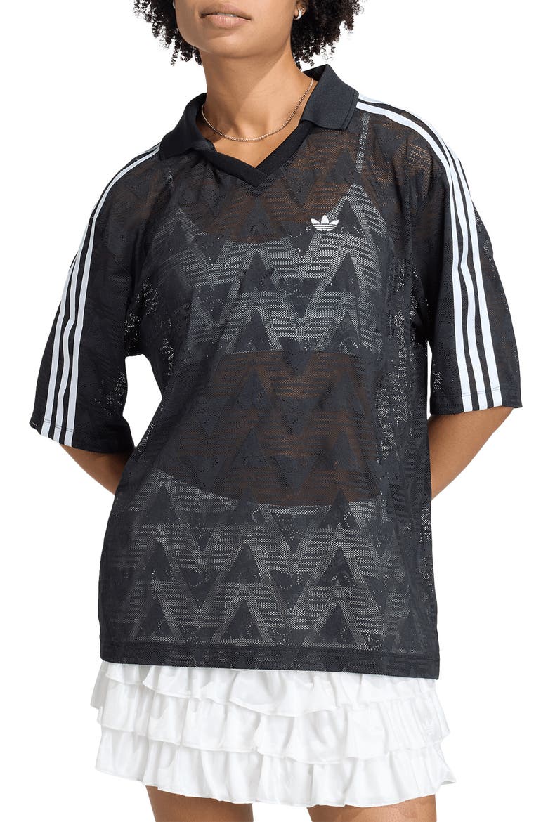Oversize Lace Football Jersey, Main, color, BLACK/ /