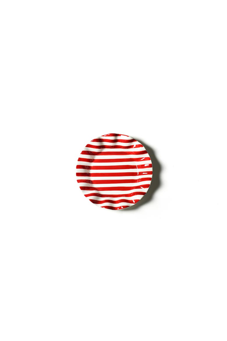 Red Stripe Ruffle Salad Plate, Main, color, Red