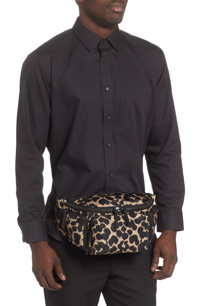 Dries Van Noten Leopard Print Belt Bag, Alternate, color,