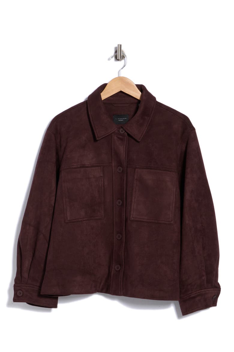 Faux Suede Crop Jacket, Main, color, BLACK COFFEE