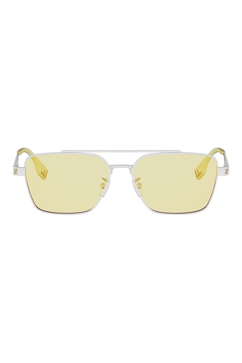 Sky 57mm Rectangular Sunglasses, Main, color, SHINY PALLADIUM / ROVIEX