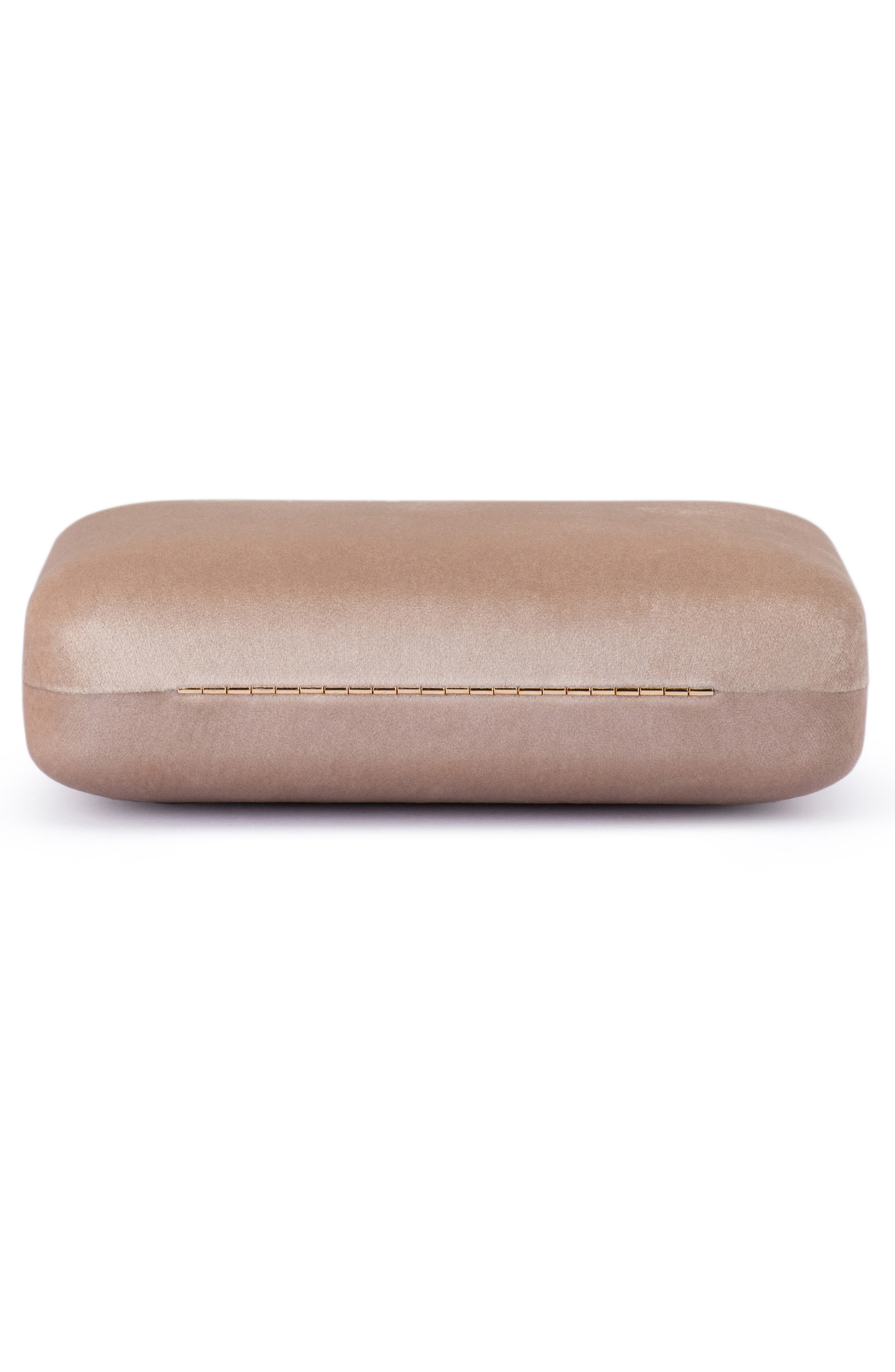 Olga Berg Bess Velvet Frame Clutch, Alternate, color, Natural