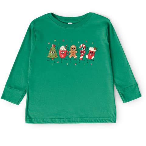 Christmas Icons Stick Figures Long Sleeve Tee Toddler