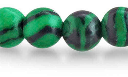 Sterling Forever Malachite Beaded Stretch Bracelet In Green