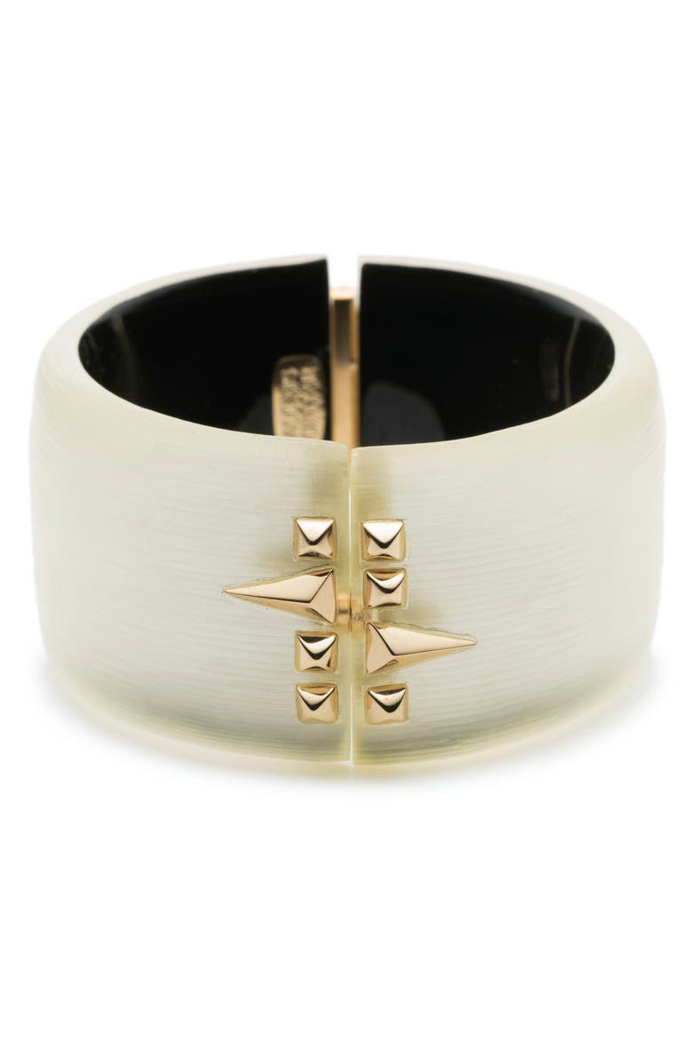 Golden Studded Hinge Bangle, Main, color, SILVER
