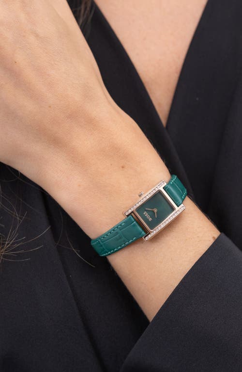 Hugo Boss Boss Lucy Precious Rectangular Watch, 18.5mm In Green