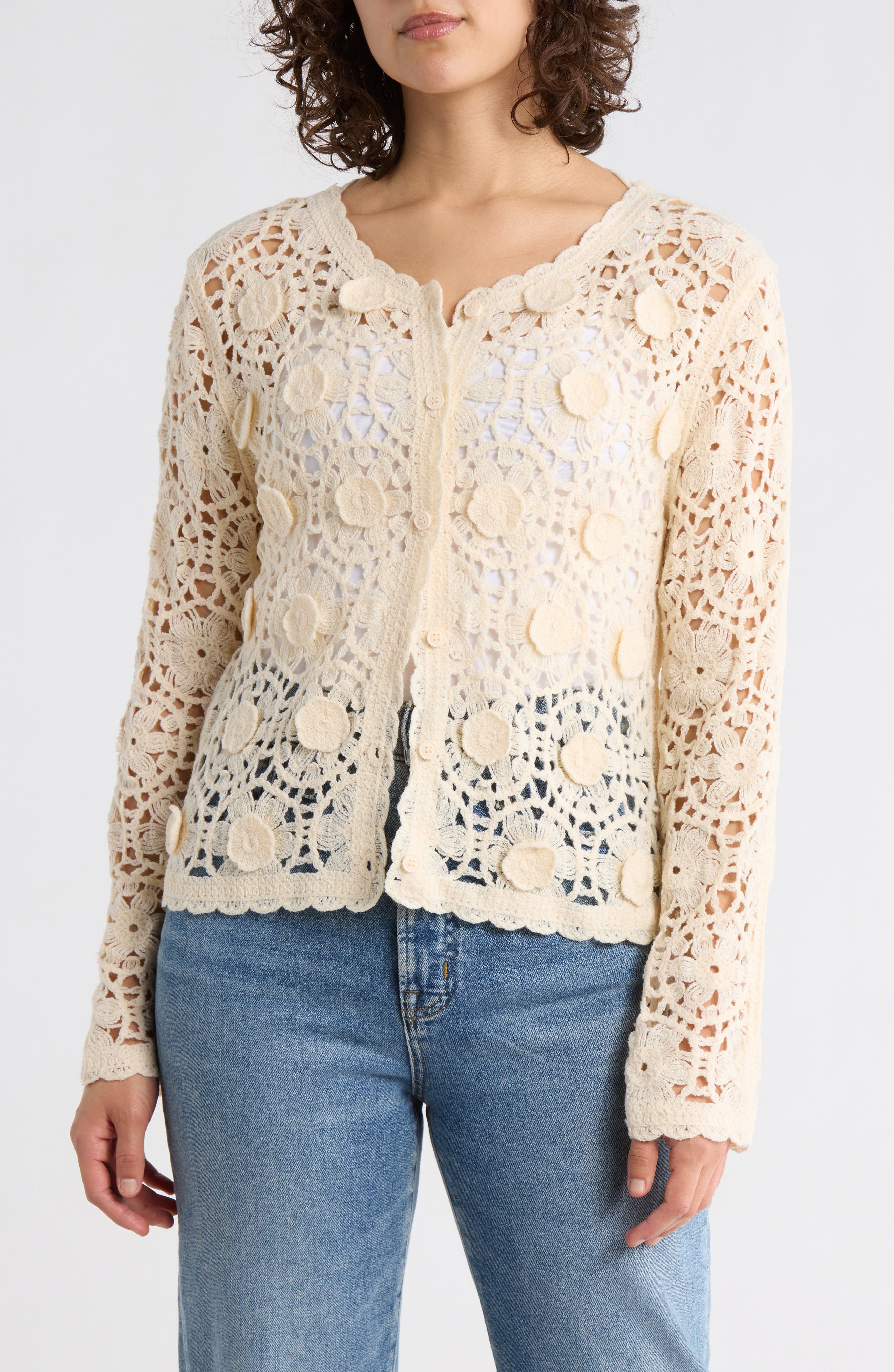 Open Stitch Button Cardigan - image 3
