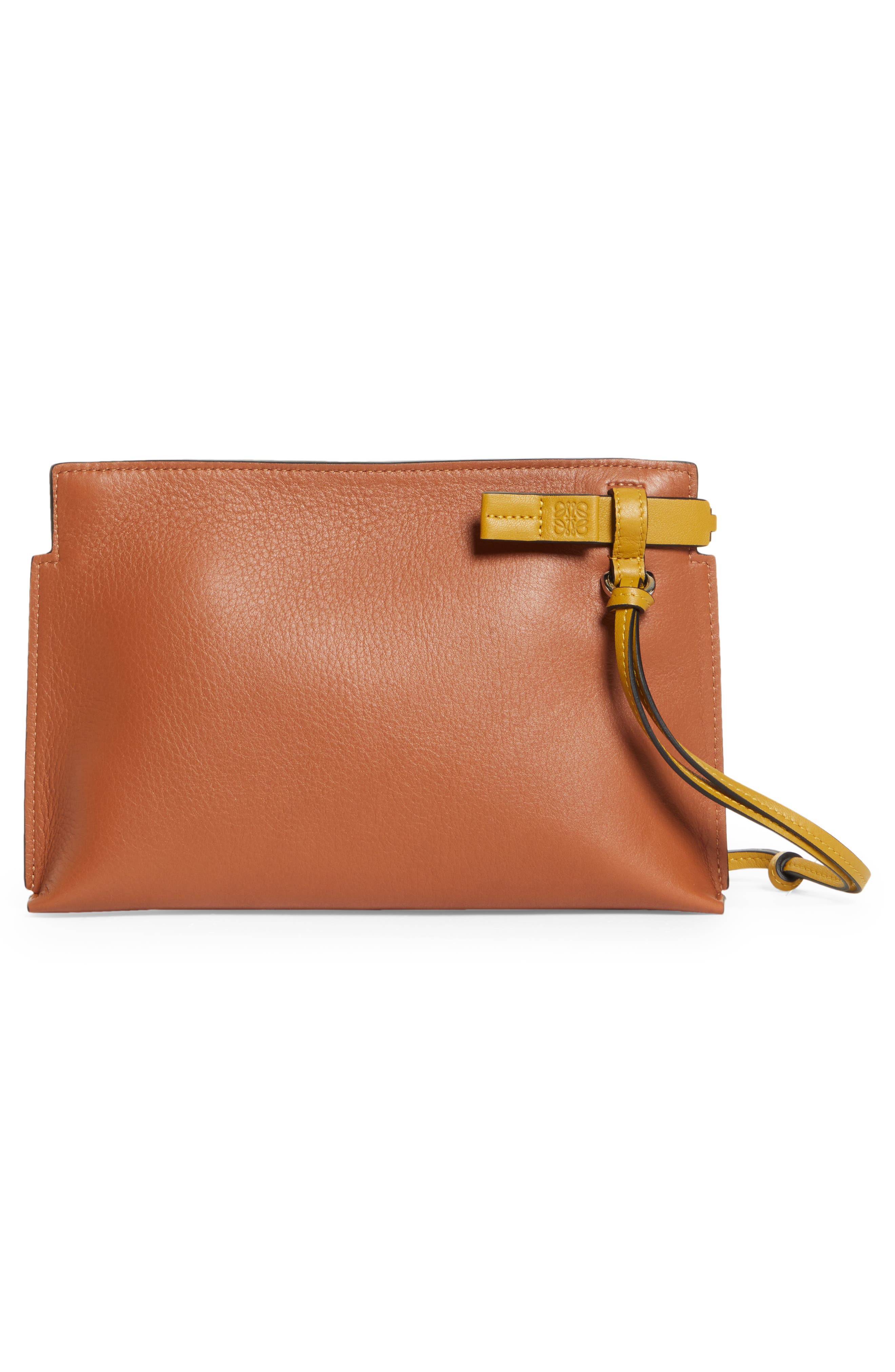 Loewe T Anagram Logo Leather Pouch, Alternate, color, 