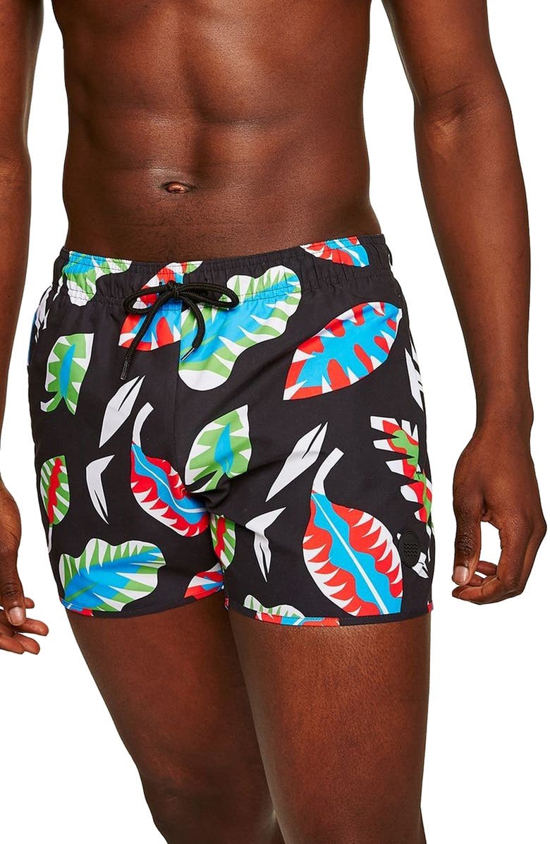 Topman Print Swim Trunks, Alternate, color, 