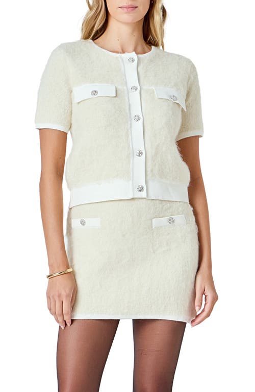 Endless Rose Rhinestone Button Cardigan In Neutral