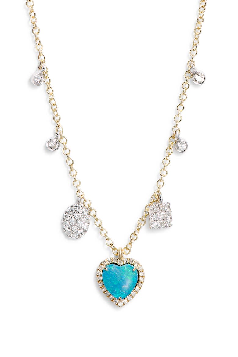 Heart Charm Necklace, Main, color, YELLOW