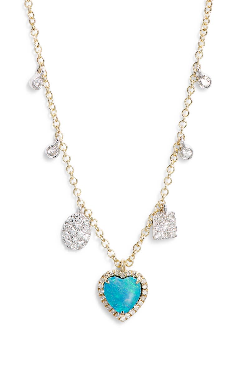 Meira T Heart Charm Necklace, Main, color, Yellow