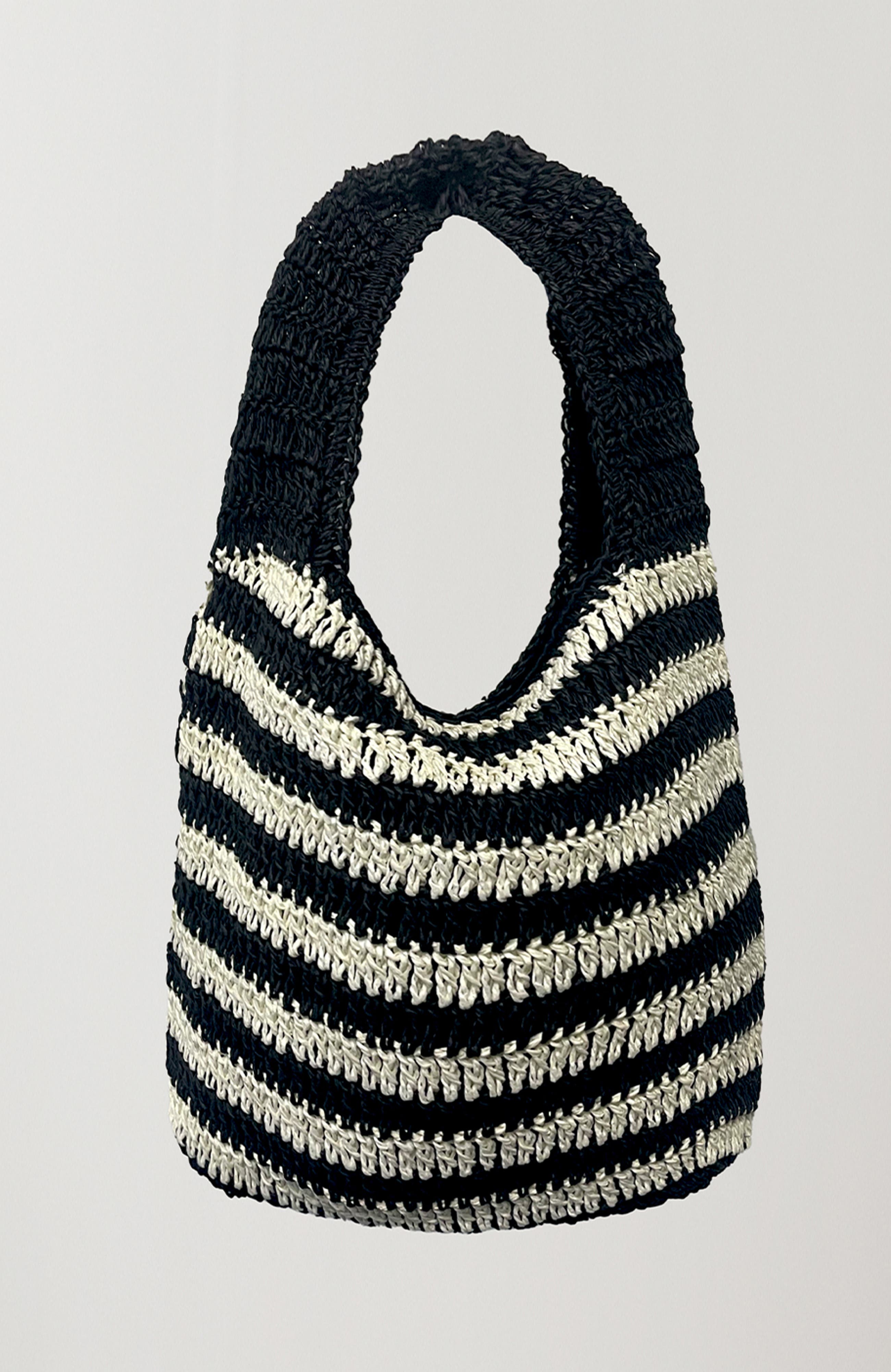 CRESCENT Striped Weave Bag, Main, color, Black/White