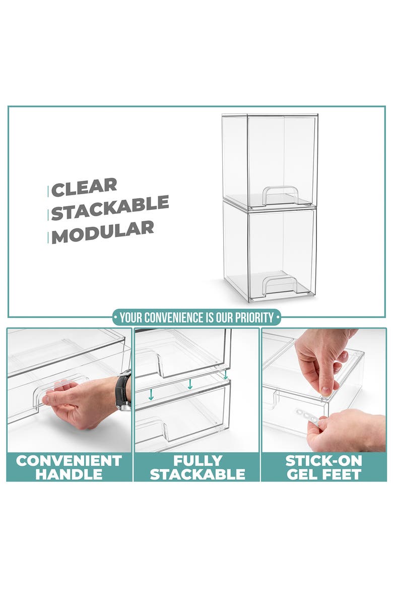 2-Pack Acrylic Stackable Drawers, Alternate, color, CLEAR