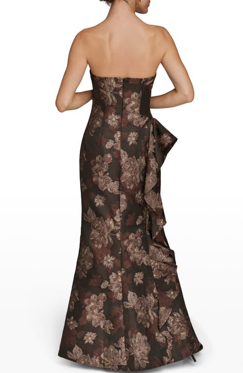 Donna Karan New York Metallic Floral Jacquard Strapless Gown In Black