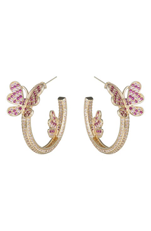 Mia CZ Butterfly Hoop Earrings