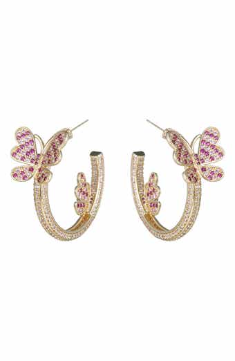 Mia CZ Butterfly Hoop Earrings