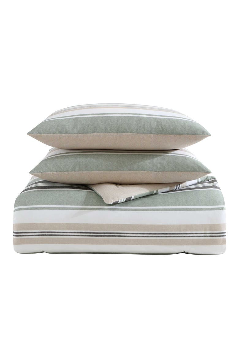 Prospect Harbor Stripe Cotton Twin Comforter Set, Main, color, FERN GREEN/ CHARCOAL