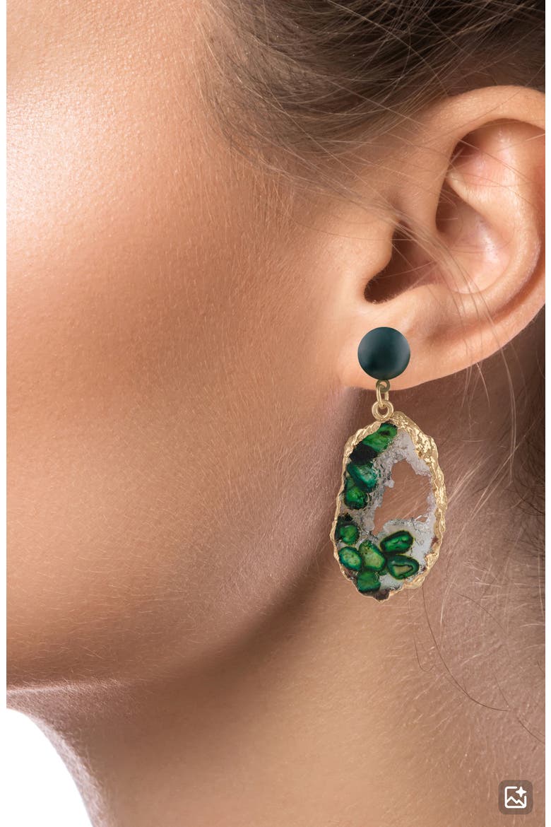 Faux Stone Resin Drop Earrings (Nordstrom Exclusive), Alternate, color, GREEN/ GOLD