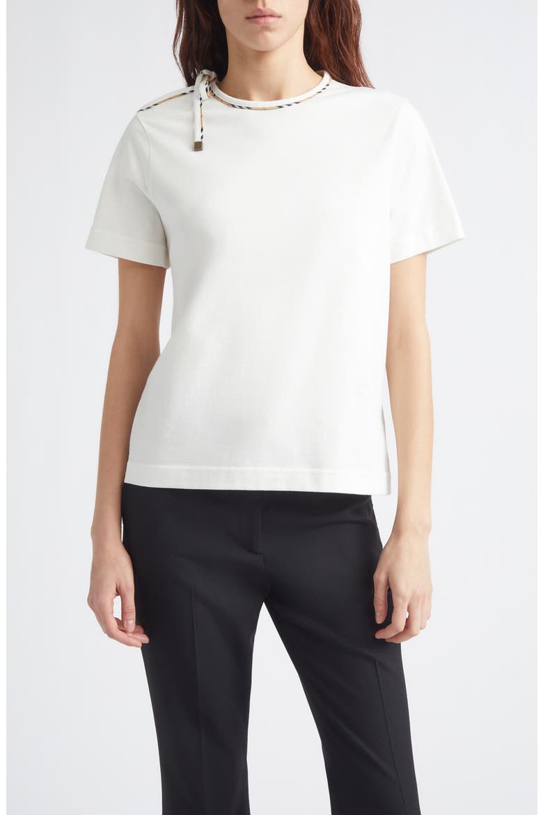 Frankie Bow Tie Cotton T-Shirt, Main, color, CHALK