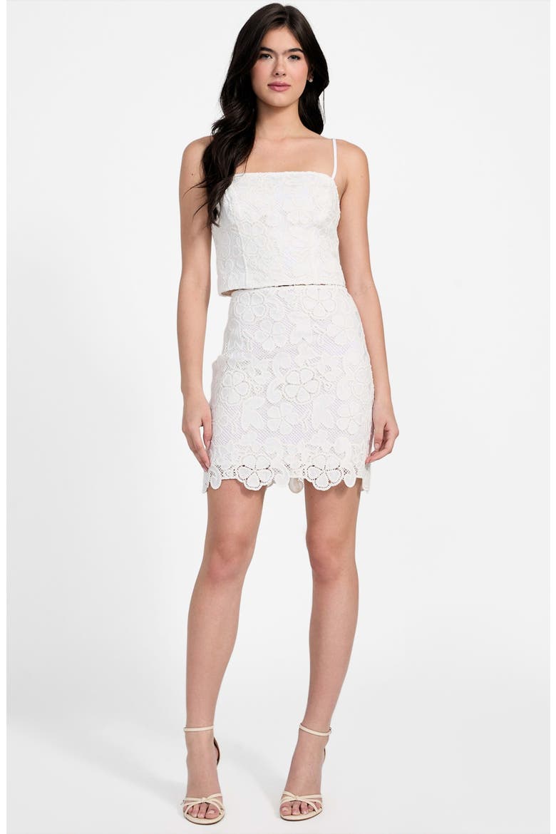 Delilah Open Stitch Miniskirt, Alternate, color, PURE WHITE