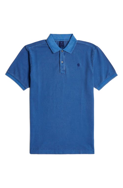 G-star Dunda Slim Fit Overdye Piqué Polo In Pilot Gd